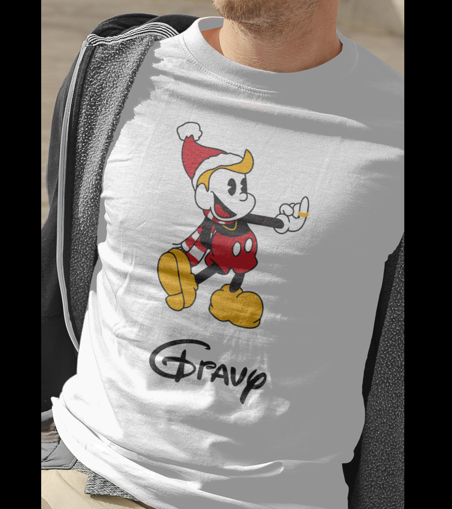 Gravy Christmas Cartoon Character With Santa Hat And Scarf T-Shirt