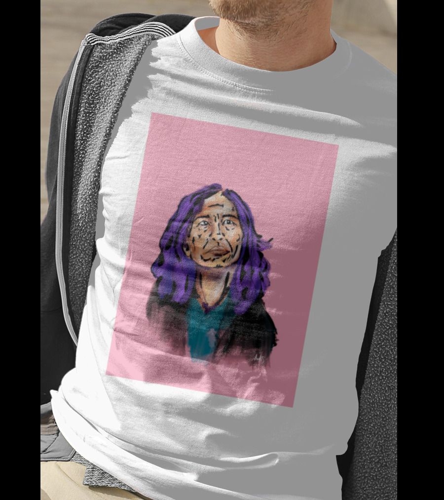 Emergency Fundraising Purple Haired Person On Pink Background T-Shirt