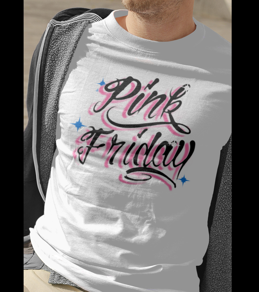 Pink Friday Retro Script With Star Accents T-Shirt