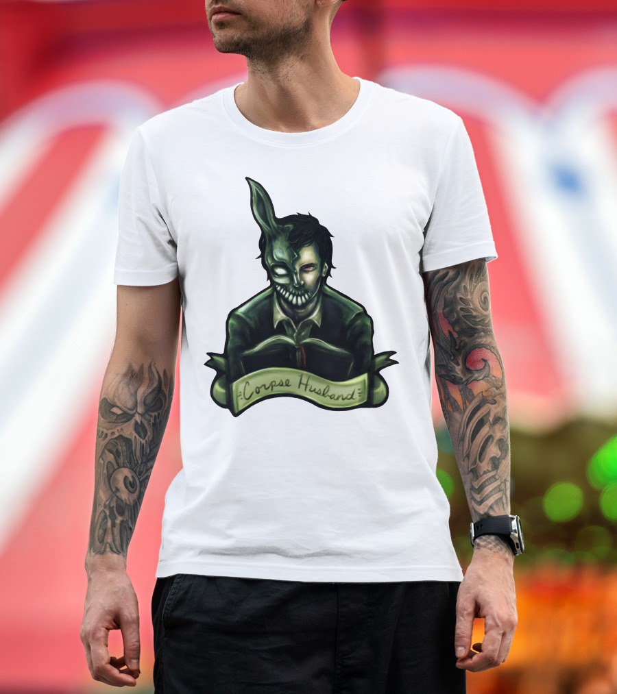 Corpse Husband Half-Mask Grim Monocle Banner T-Shirt