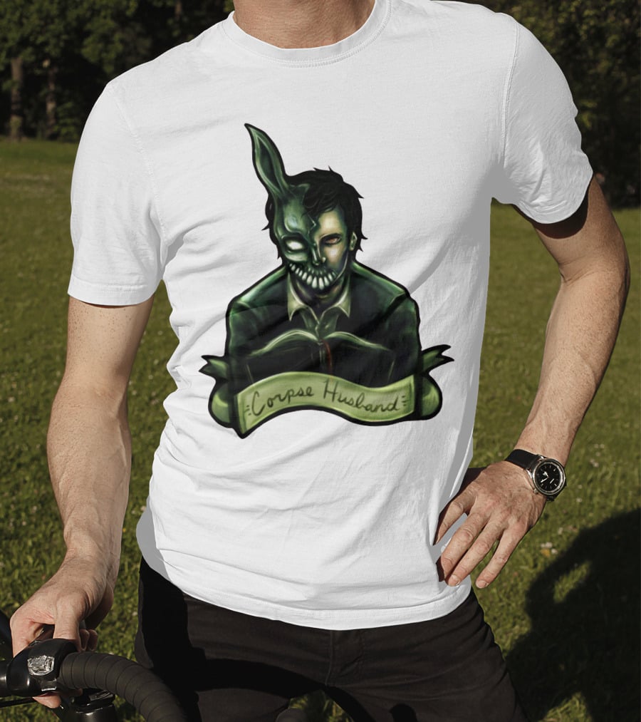 Corpse Husband Half-Mask Grim Monocle Banner T-Shirt