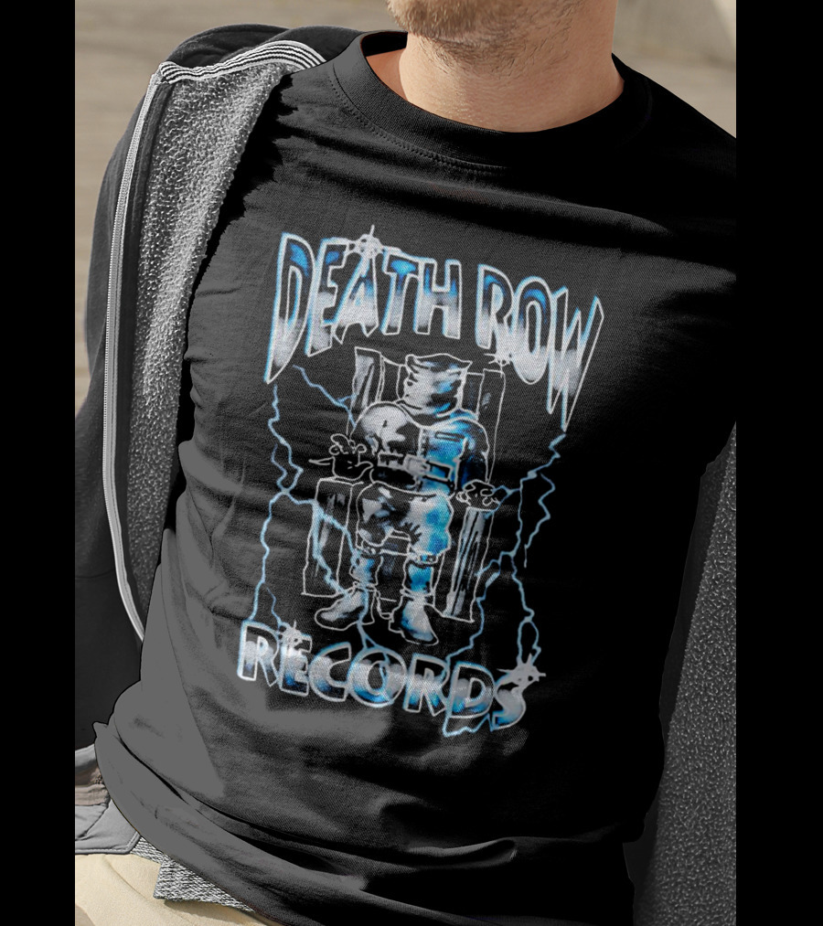 Death Row Records Electric Chair Icon With Blue Lightning Effects T-Shirt
