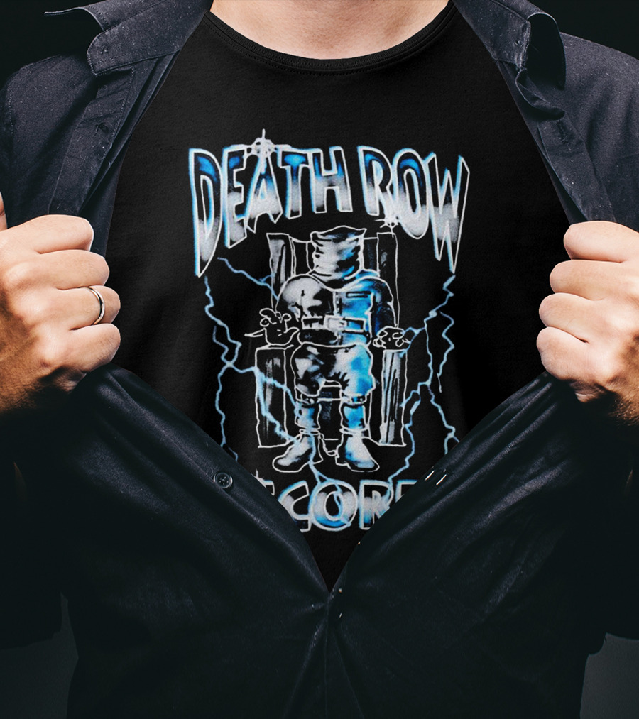 Death Row Records Electric Chair Icon With Blue Lightning Effects T-Shirt