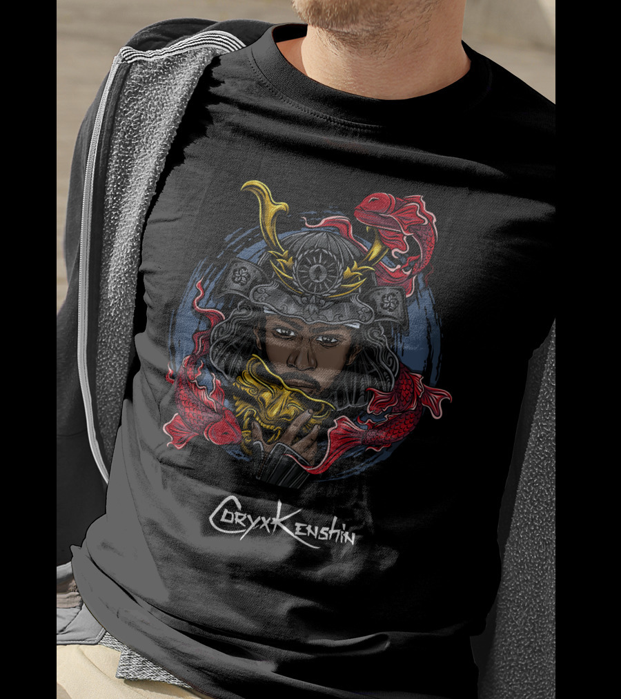 CoryxKenshin Samurai Armor Design With Red Koi Fish T-Shirt