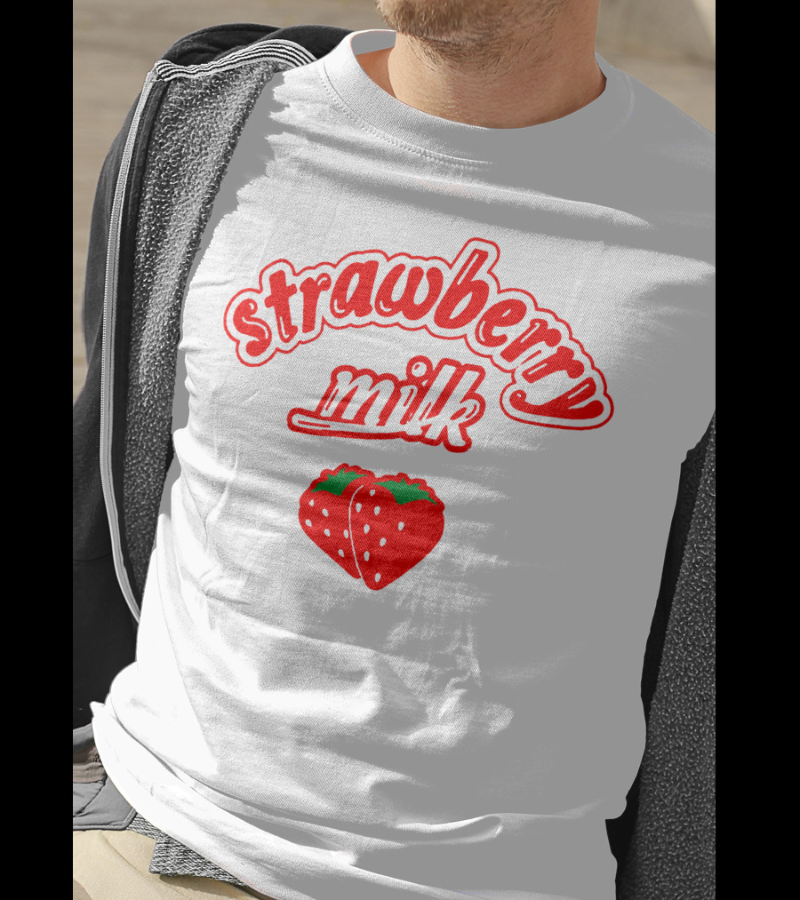 Strawberry Milk Red Text With Strawberries T-Shirt