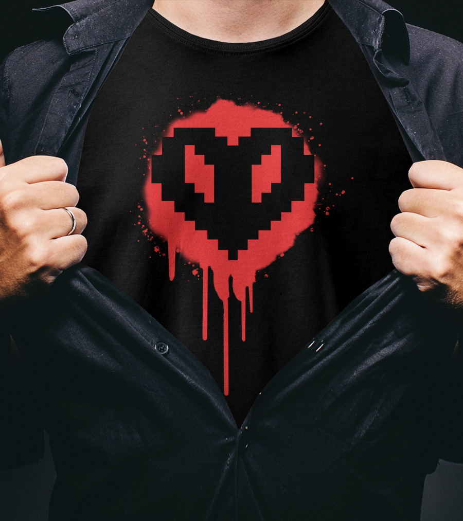 Philza1 Merch Dripping Pixel Heart T-Shirt