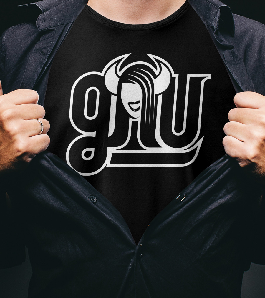 Gnu Stylish Logo With Horns And Hair T-Shirt