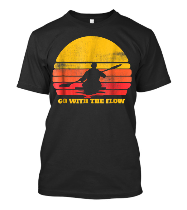 Go With The Flow Kayak Retro Sunset T-Shirt