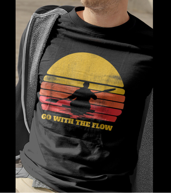Go With The Flow Kayak Retro Sunset T-Shirt