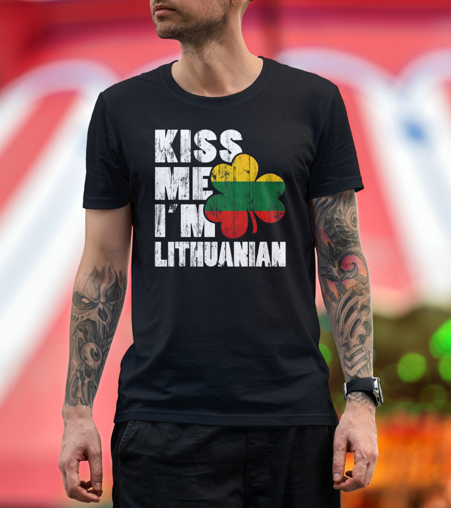 Kiss Me I'm Lithuanian Shamrock T-Shirt