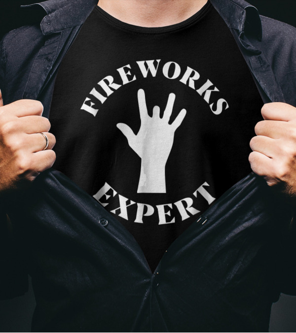 Missing Finger Fireworks Expert Hand Sign Emblem T-Shirt