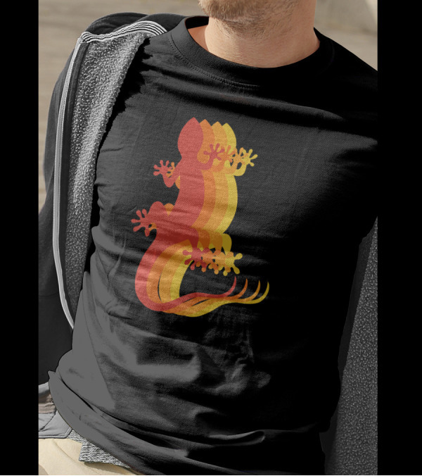 Retro Gecko Funny Gecko Hanging On Psychedelic Vibes T-Shirt