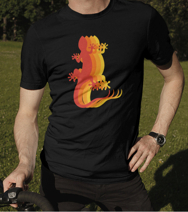 Retro Gecko Funny Gecko Hanging On Psychedelic Vibes T-Shirt
