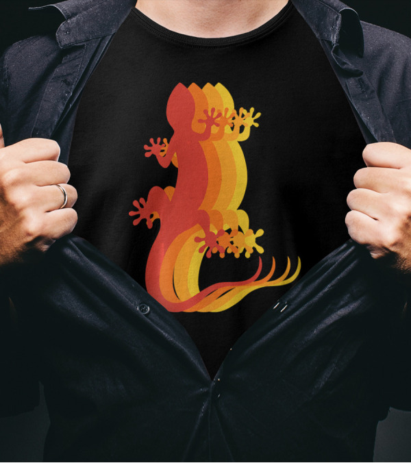 Retro Gecko Funny Gecko Hanging On Psychedelic Vibes T-Shirt