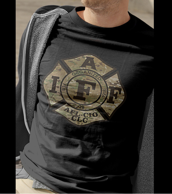 IAFF AFL-CIO CLC Multicam OCP Military Veteran Organized Feb 28 1918 T-Shirt