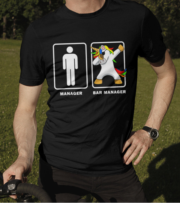 Funny Bar Manager Men Dabbing Unicorn Meme T-Shirt