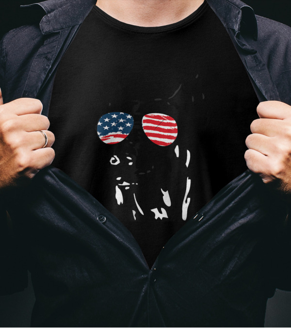 Doberman Pinscher With American Flag Sunglasses 4th Of July T-Shirt