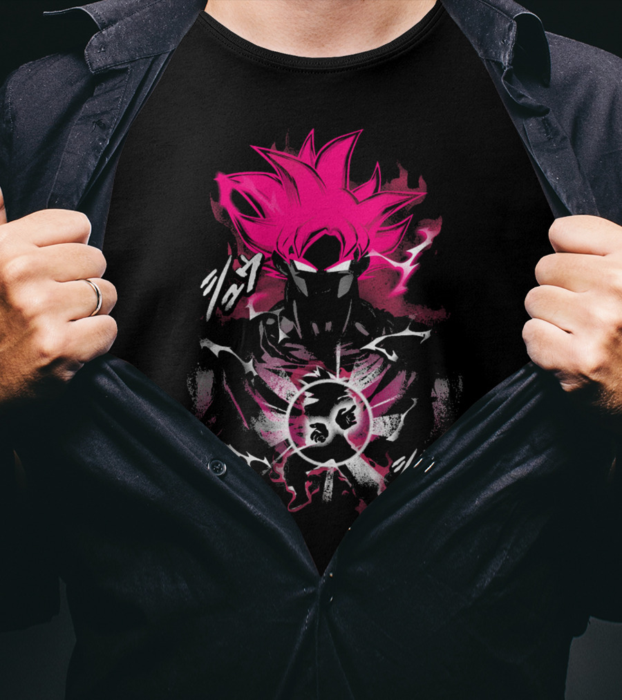 Attack Of The Saiyan Pink Hair Power Energy Aura T-Shirt