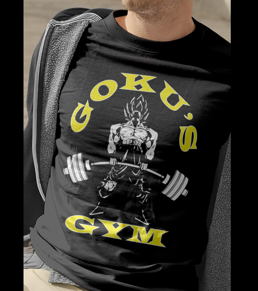 Goku's Gym Deadlift White And Yellow Power Lifting T-Shirt