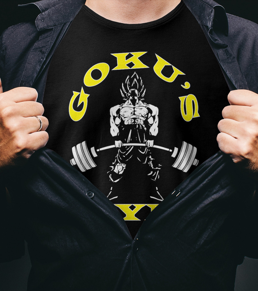 Goku's Gym Deadlift White And Yellow Power Lifting T-Shirt