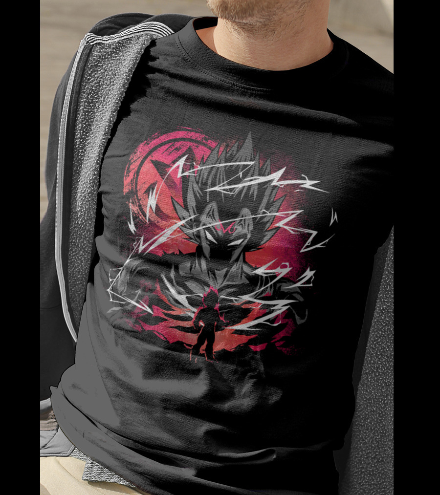 Majin Saiyan Prince Power Surge With Red Aura And Lightning T-Shirt