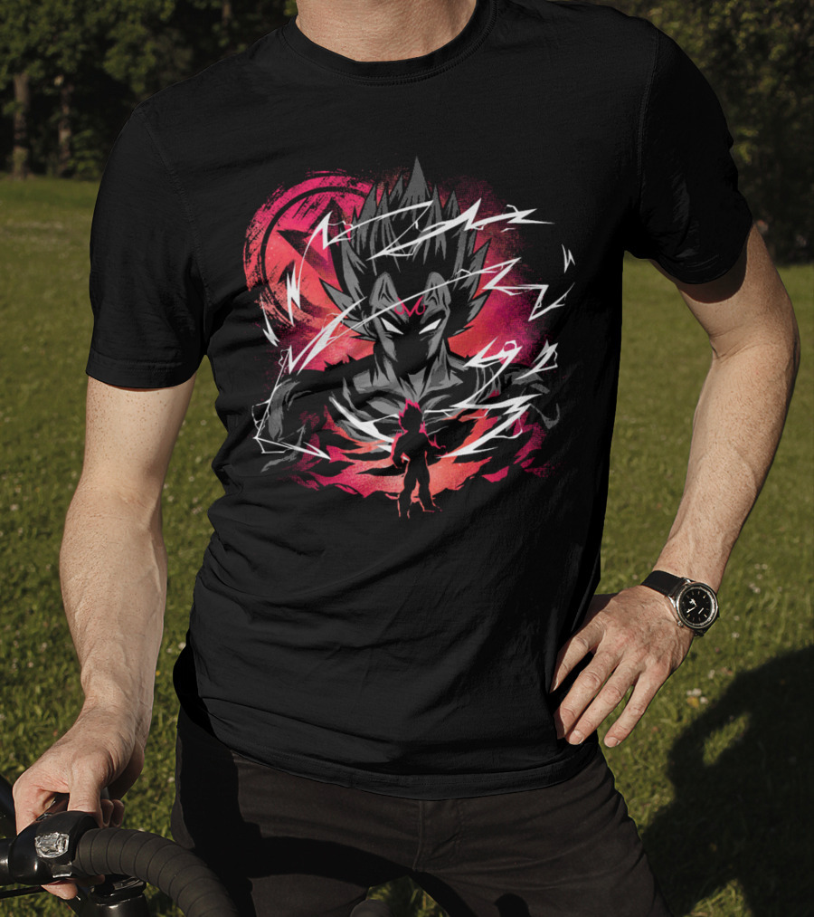 Majin Saiyan Prince Power Surge With Red Aura And Lightning T-Shirt