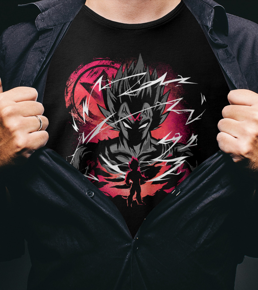 Majin Saiyan Prince Power Surge With Red Aura And Lightning T-Shirt