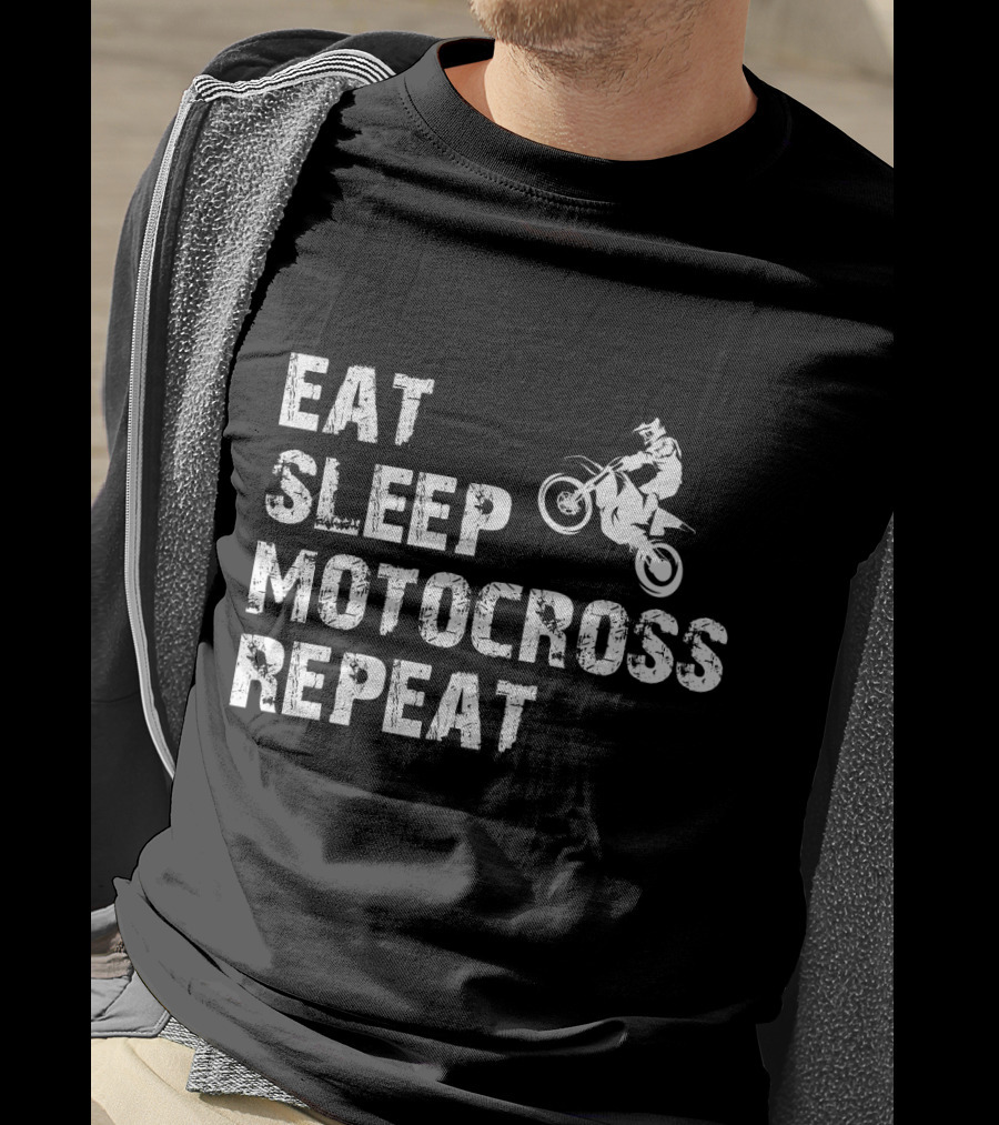 EAT SLEEP MOTOCROSS REPEAT Motocross Rider Action T-Shirt