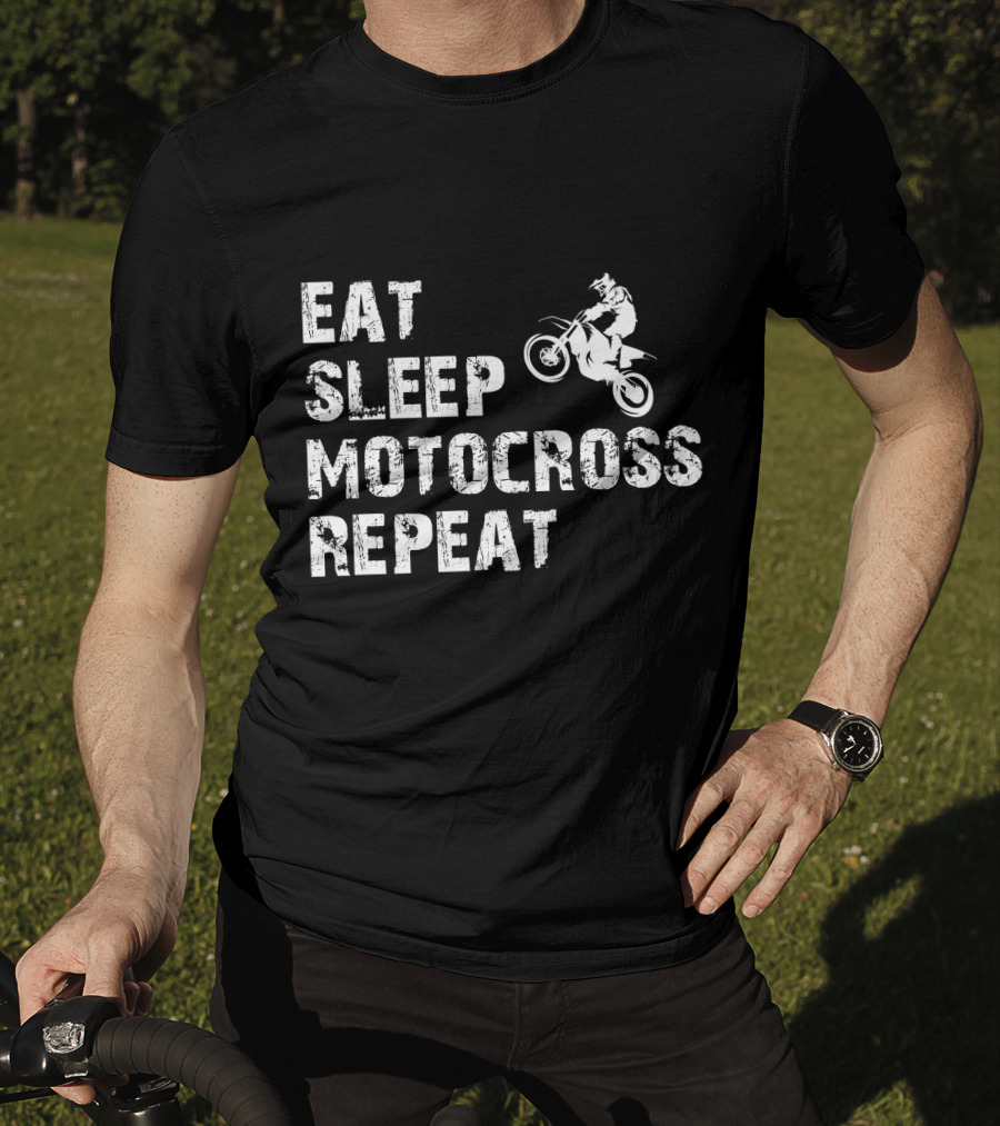 EAT SLEEP MOTOCROSS REPEAT Motocross Rider Action T-Shirt