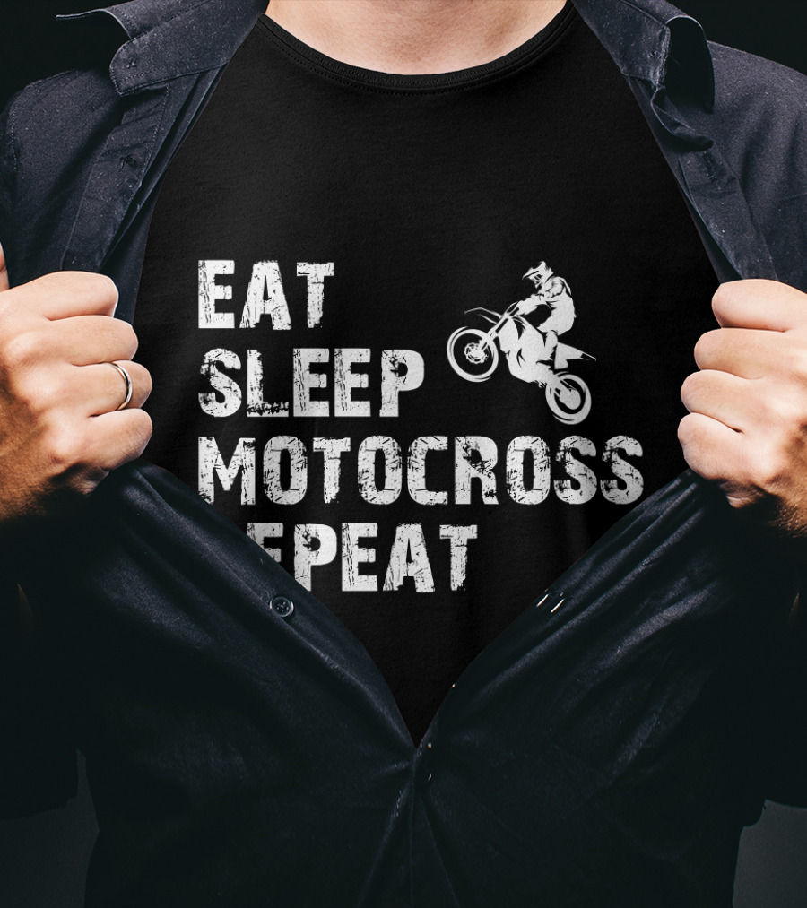 EAT SLEEP MOTOCROSS REPEAT Motocross Rider Action T-Shirt