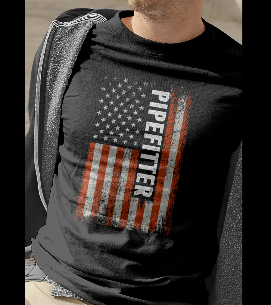 American Flag Pipefitter Patriotic T-Shirt