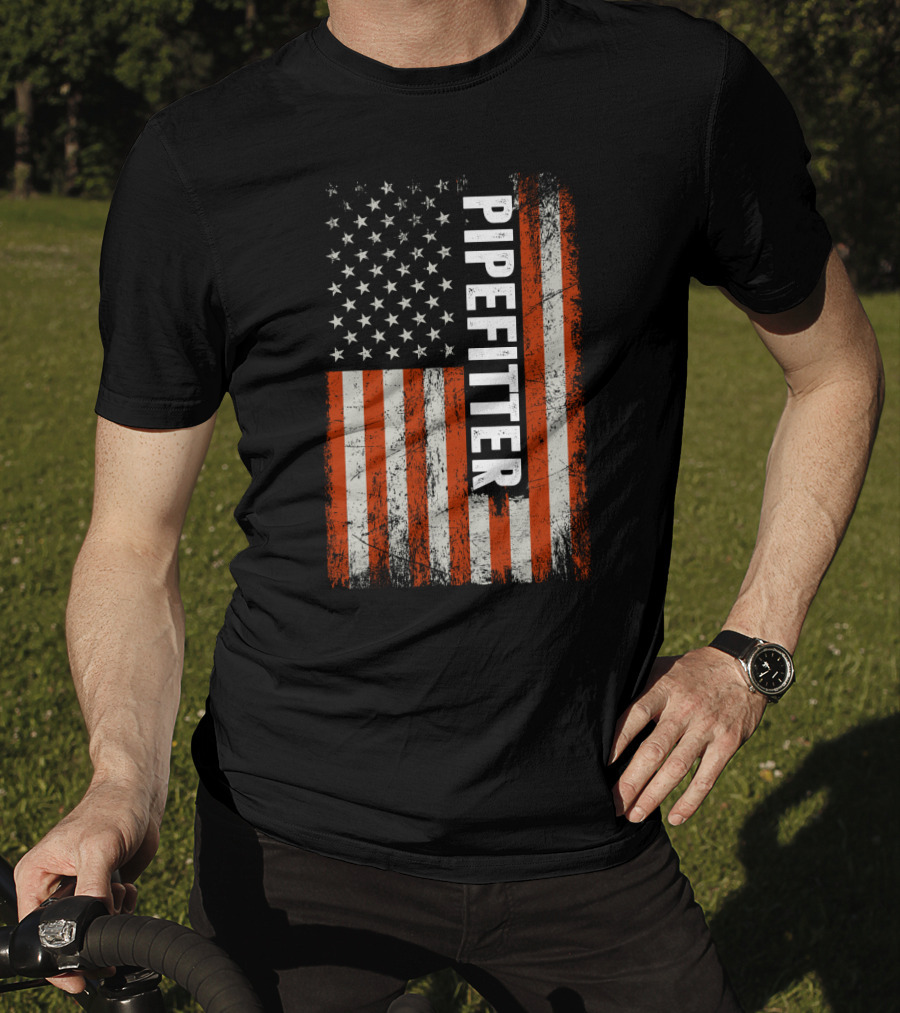 American Flag Pipefitter Patriotic T-Shirt