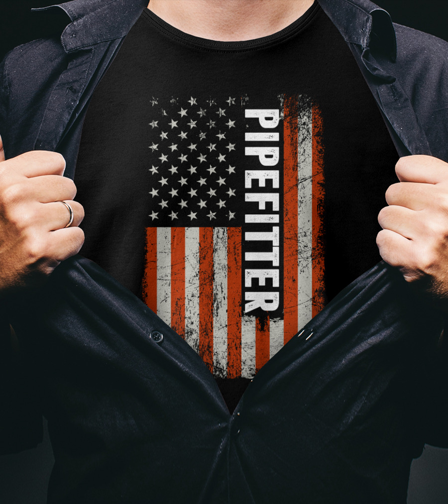 American Flag Pipefitter Patriotic T-Shirt