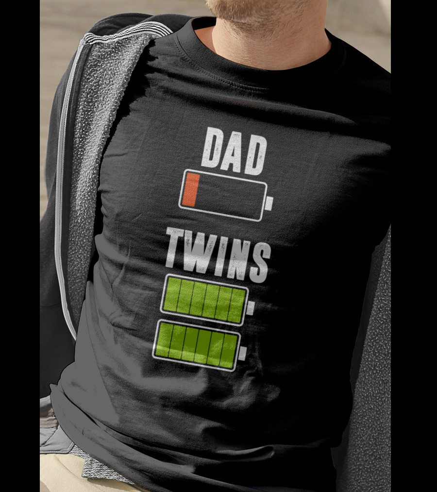 Dad Twins Low High Battery Charged T-Shirt
