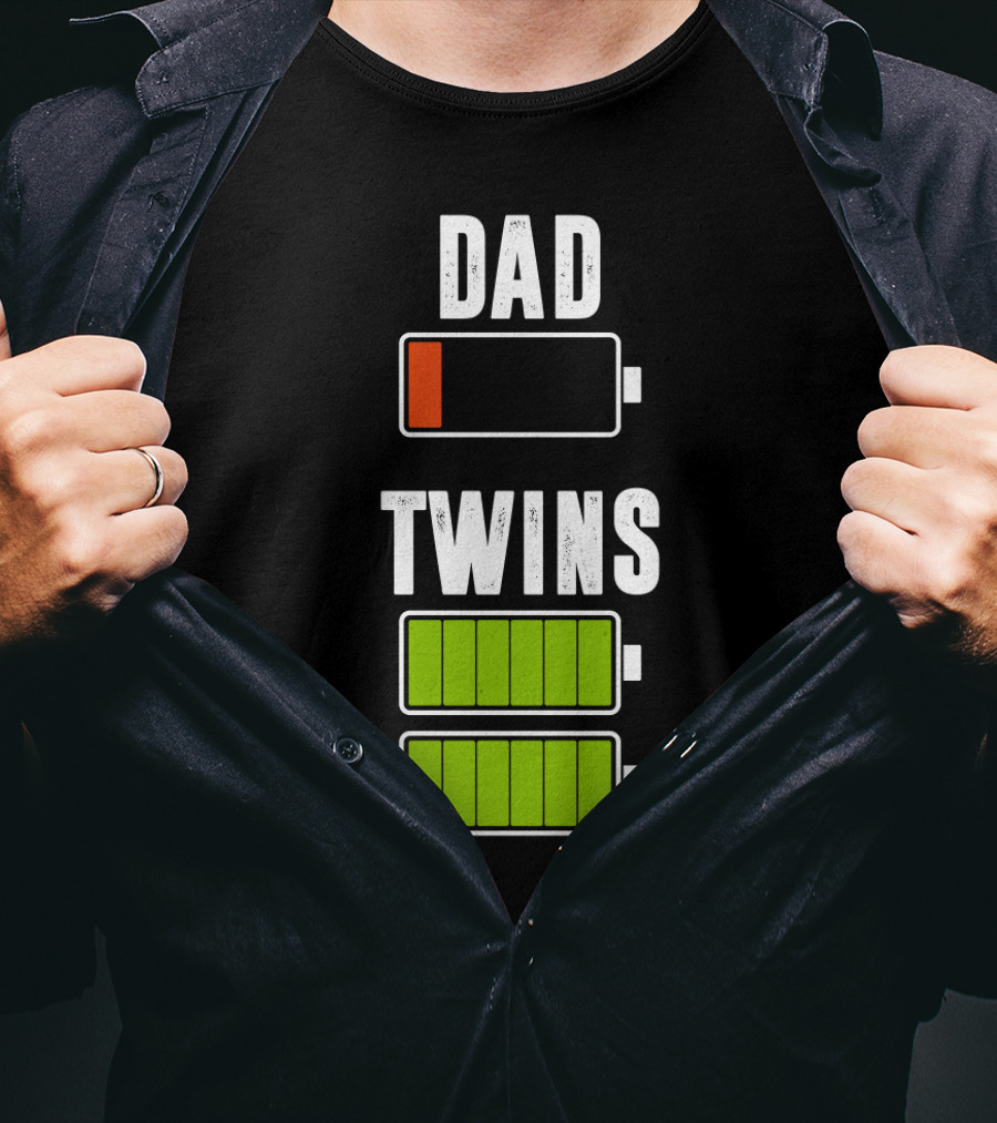 Dad Twins Low High Battery Charged T-Shirt