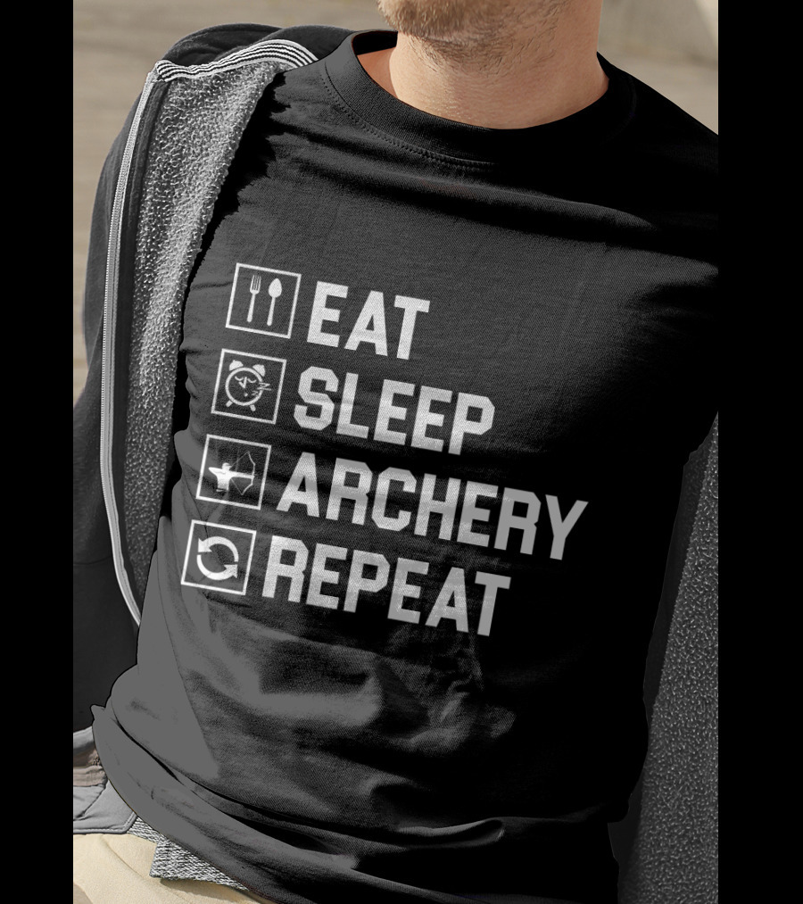 Eat Sleep Archery Repeat Iconic Routine Symbols T-Shirt