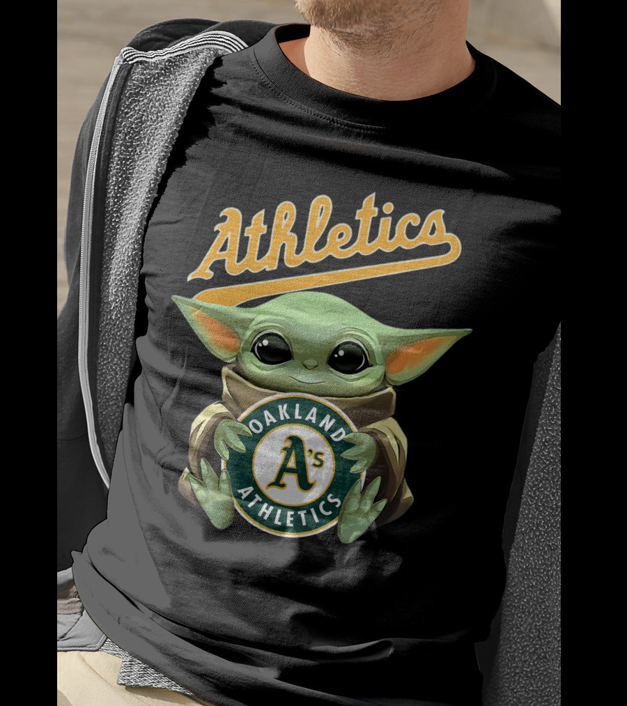 Oakland Athletics Baby Yoda Hugging A's Baseball T-Shirt