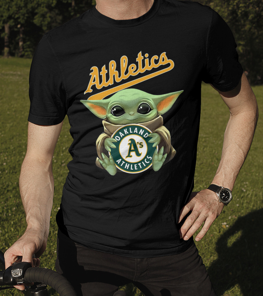 Oakland Athletics Baby Yoda Hugging A's Baseball T-Shirt