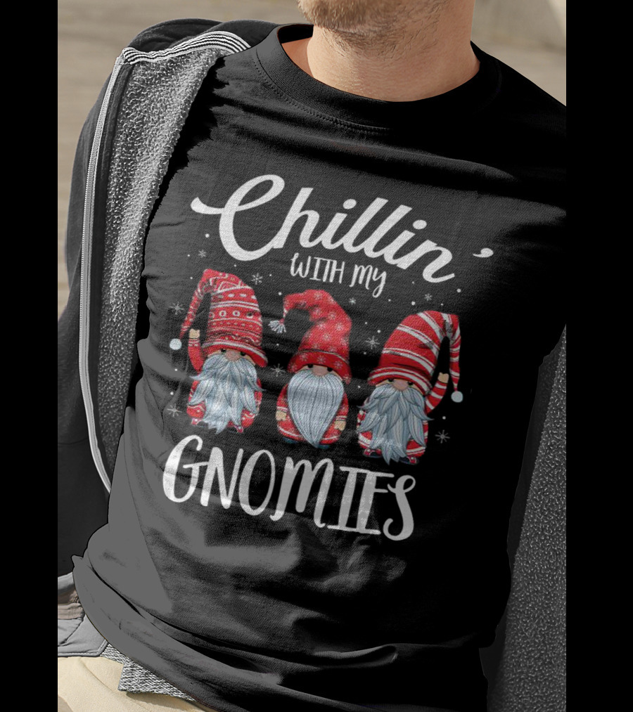 Chillin With My Gnomies With Red Hats And Beards Snowflake T-Shirt