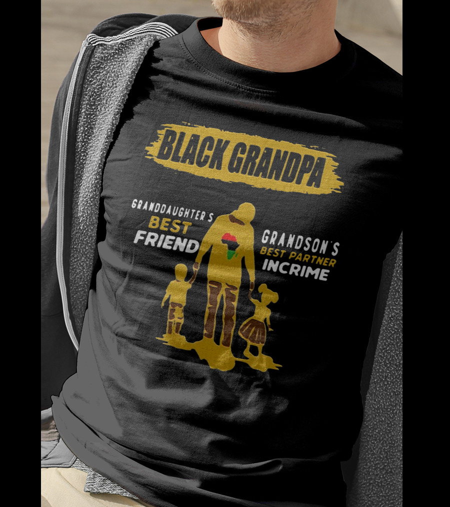 Black Grandpa Granddaughter's Best Friend Grandson's Best Partner IN Crime T-Shirt
