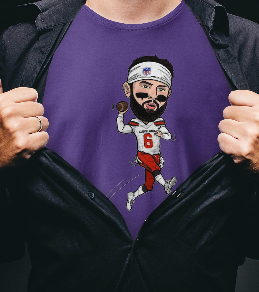 Baker Mayfield Cleveland Browns Football Cartoon Player Number 6 T-Shirt