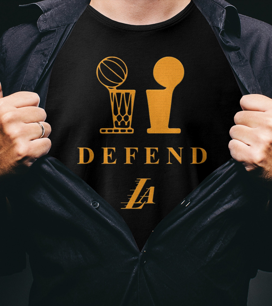 Lebron Lakers LA Defend Trophy Basketball T-Shirt