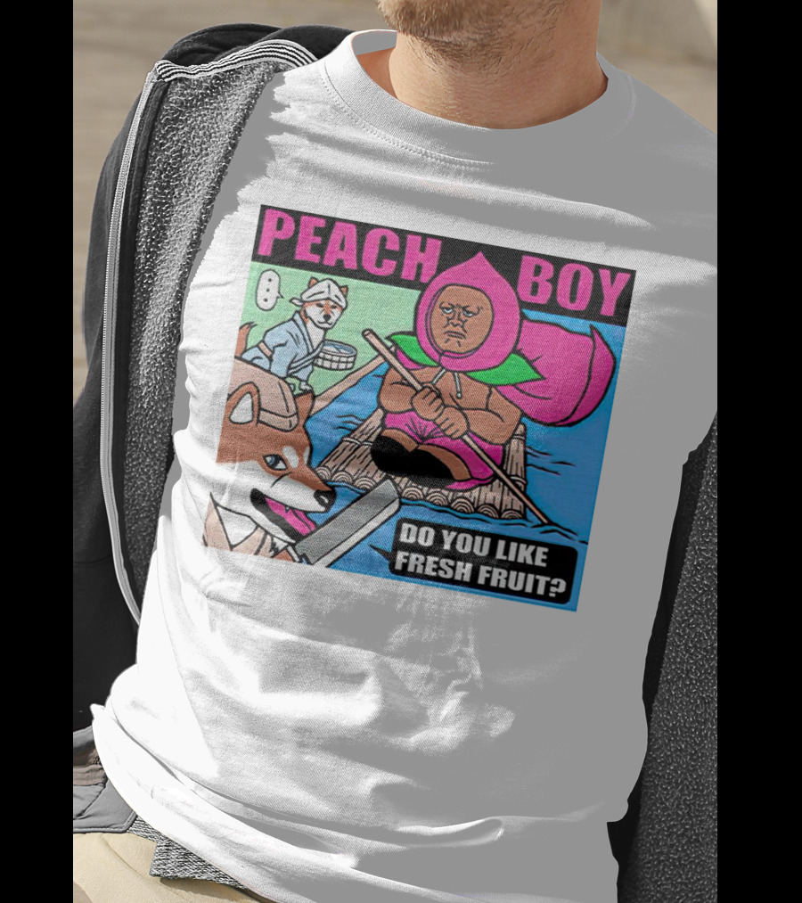 Peach Boy Do You Like Fresh Fruit Toru Owashi Manga-Style Adventure Rafting With Dog And Monkey T-Shirt
