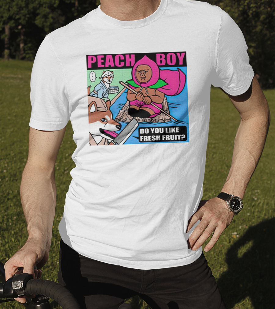 Peach Boy Do You Like Fresh Fruit Toru Owashi Manga-Style Adventure Rafting With Dog And Monkey T-Shirt