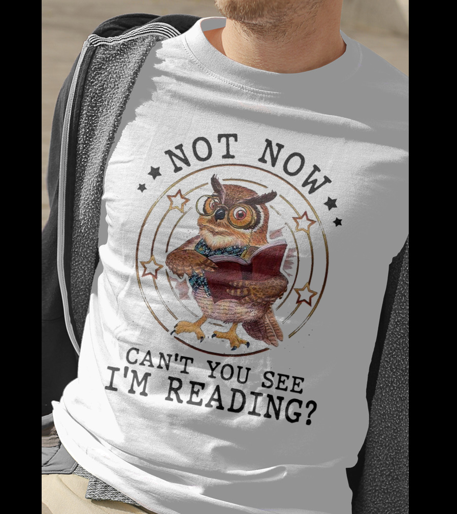 Not Now Can't You See I'm Reading Owl Wearing Glasses Holding Book T-Shirt