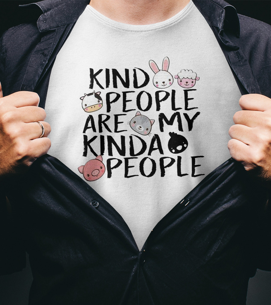 Kind People Are My Kinda People Cute Animal Faces T-Shirt