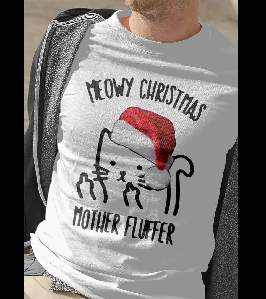 Meowy Christmas Santa Cat Mother Fluffer T-Shirt