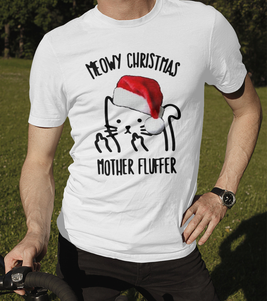 Meowy Christmas Santa Cat Mother Fluffer T-Shirt