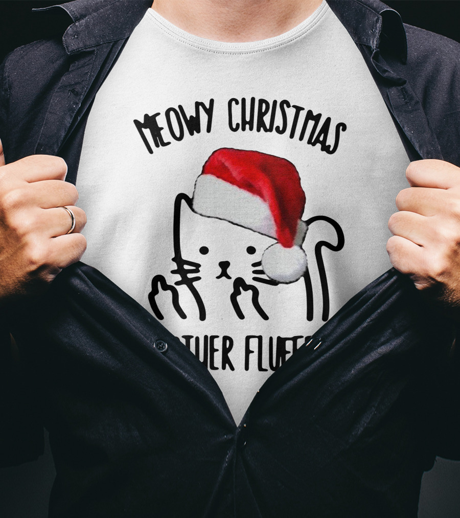 Meowy Christmas Santa Cat Mother Fluffer T-Shirt
