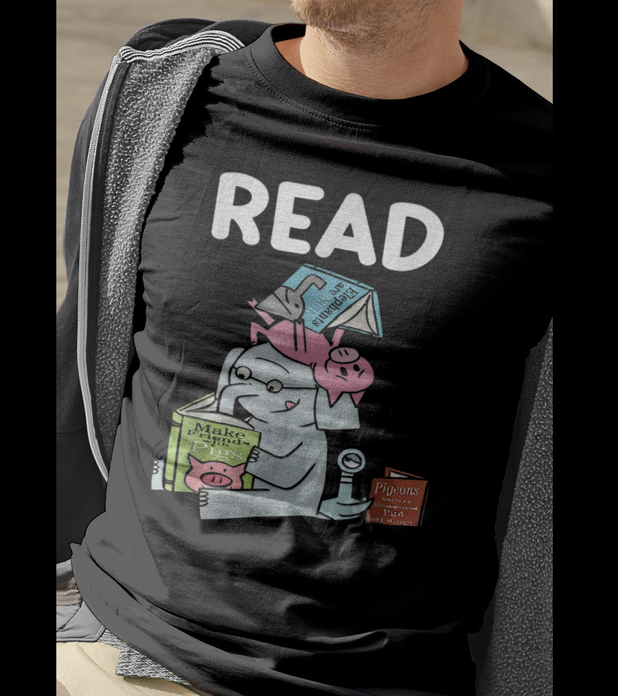 READ Make Friends Pigs Piggie Elephant Pigeons Trix Willems T-Shirt
